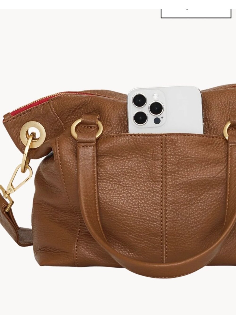 Hammitt Daniel Medium Leather Crossbody Satchel Bag in Mahogany Pebble - Picture 4 of 13